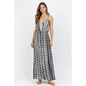 Olivia Rae Jersey Gray And Black Tie Dye Maxi Dress S Boho Summer Island Casual